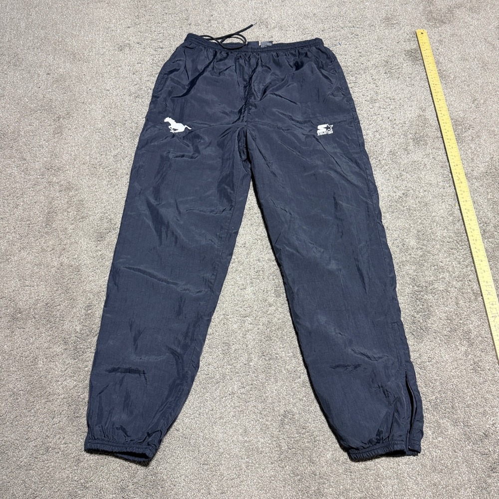Starter Mens Navy Blue‎ Vintage Nylon Track Windbreaker Pants Mustang Logo XL